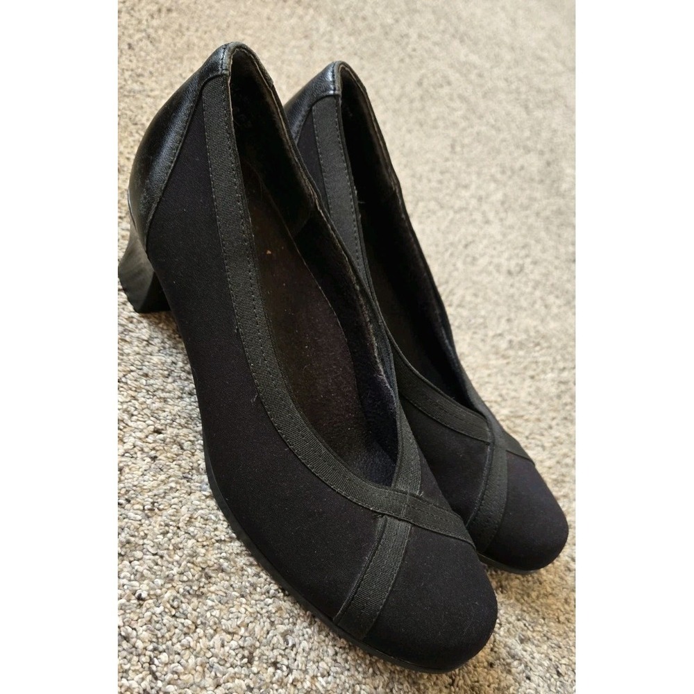 Munro American Womens 6 W Black Pumps Low Heel Comfort‎ Slip On USA Made